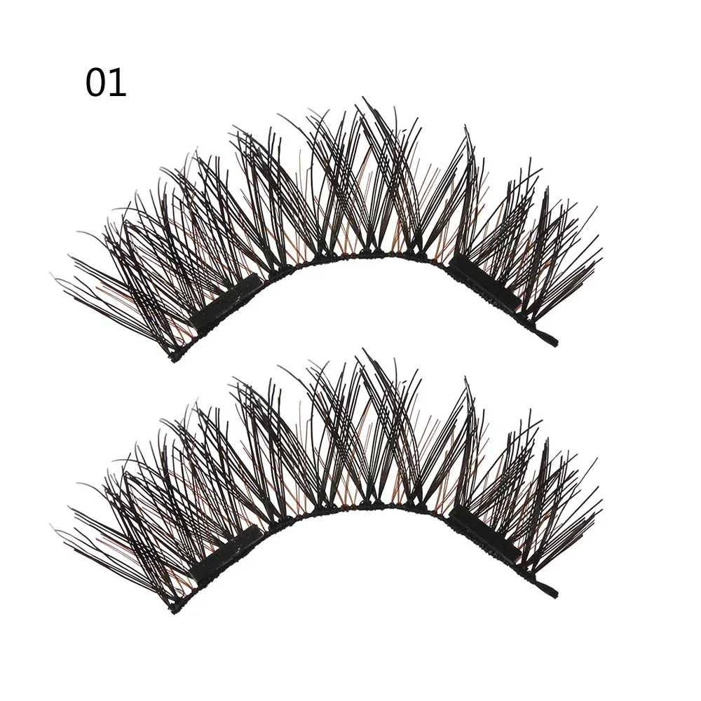 1 комплект, Двойные магнитные 3 накладные ресницы, шелковые волокна, толстые длинные магнитные ресницы ручной работы, Многоразовые Накладные Ресницы - Цвет: W1