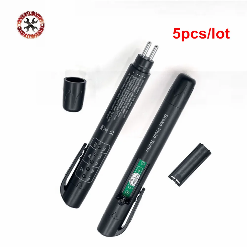 

5pcs/lot Brake Fluid Tester Pen 5LED Mini Indicator For Car Repairs Tools Vehicle Auto Automotive Diagnostic Tester Brake Tester