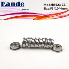 Kande подшипники F623 10 шт. ABEC-1 F623ZZ F623 ZZ с фланцем миниатюрный глубокий шаровой подшипник F3* 10*4 мм F623-2Z