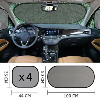 

5 sets of car sunshade Net yarn side gear set of Summer heat insulation sun block Summer back block side black yarn