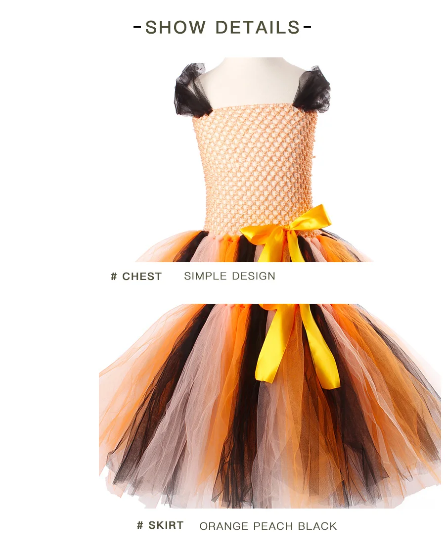 Girls Halloween Tutu Dress with Witch Hat Princess Tulle Kids Carnival Party Costume Knee-Length Handmade Children Clothing (10)