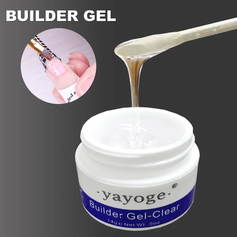 builder gel nail polish varnish led uv gel for nail extensions long hard gel lacquer manicure YAYOGE 14g clear Strong false tips