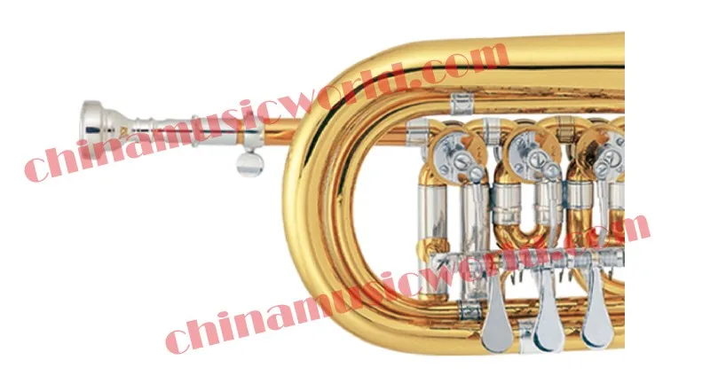China-Music-World-Gold-Lacquer-Rotary-Valve-Cornet-Trumpet-CMWRC-1500-
