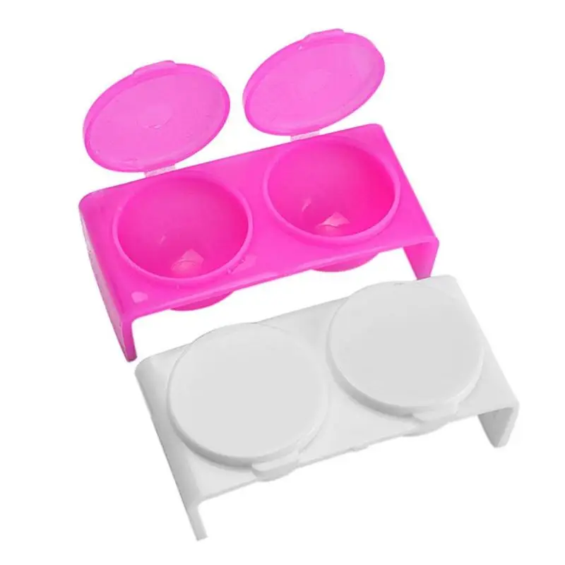 

2pcs Double Hole with Lip Dish Bowl Cup Containers for Mixing Acrylic Powder Plastics Nail Art Manicure Tools 87*41*27mm