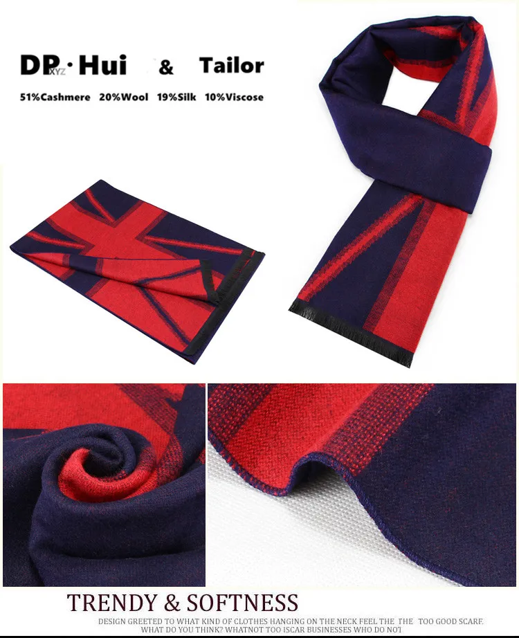 Роскошный брендовый утолщенный зимний кашемировый шарф мужской модный дизайн синий лоскутный клетчатый Повседневный теплый шарф шейный платок