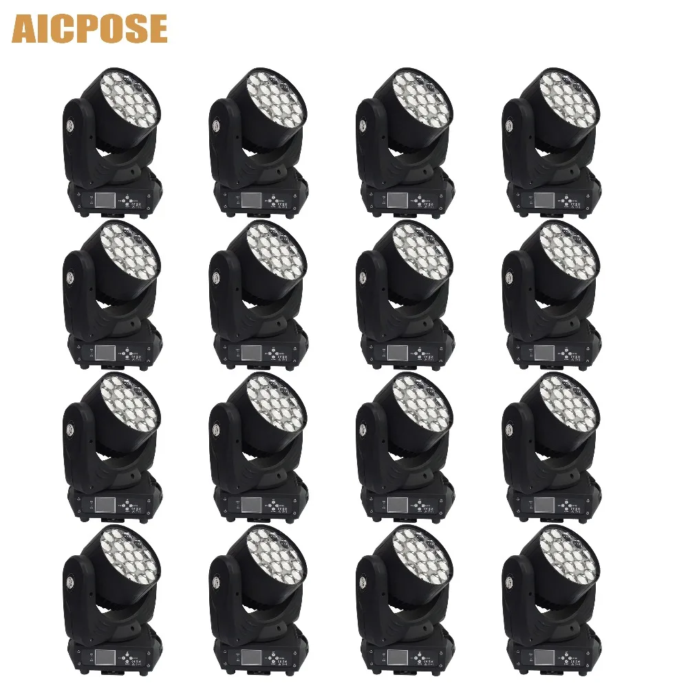 

16pcs/lots 19x15w Led RGBW 4in1 Zoom/wash Light Moving Head Light With Circle Control Function Wedding Show Stage Light