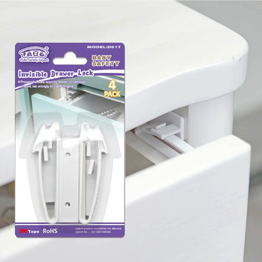 Buy 4pcs Invisible Drawer Latch Lock Baby Safey