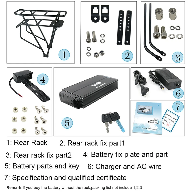 Perfect 48V 10Ah 12Ah 750W Rear Rack Electric Bike Battery 48V Lithium ion E-Bike Battery for Bafang BBS02 750W 500W 4