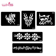 WXS 5 шт Шаблон для татуировок трафарет модный дизайн шеи татуировки с дизайном трафареты для татуировок хной временный блеск татуаж TS-02