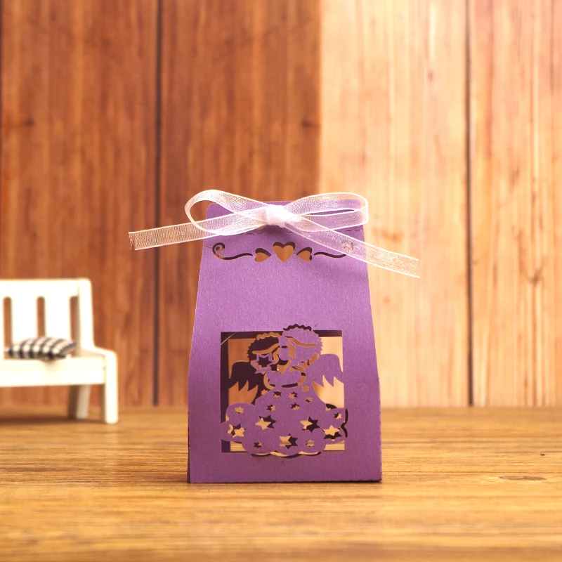 Новая лазерная гравировальная Высококачественная коробка конфет на свадьбу, Свадебная коробка, коробка для свадебных конфет - Цвет: Фиолетовый