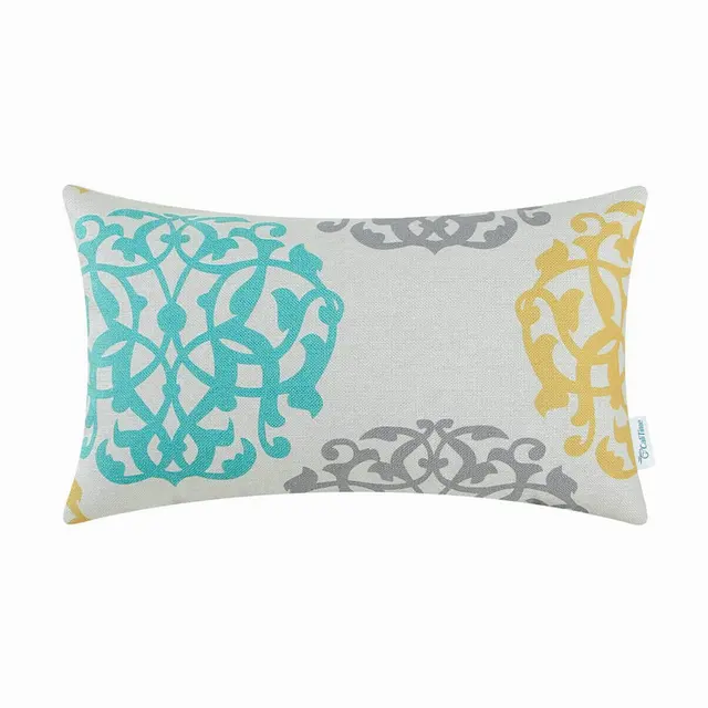 Calitime Decorative Pillows Shell Cushion Covers Home Sofa Car Calitime Decorative Pillows Shell Cushion Covers Home Sofa Car Fl Geometric Teal Gray 12 X