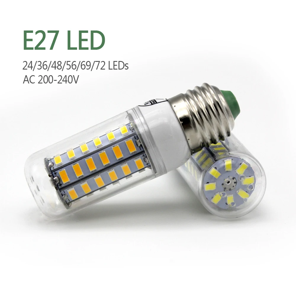 E27 светодиодный светильник E14 B22 G9 GU10 SMD5730 220V лампы кукурузы 24 36 48 56 69 72 светодиодный s люстры лампы в форме свечи светильник для украшения дома ампулы