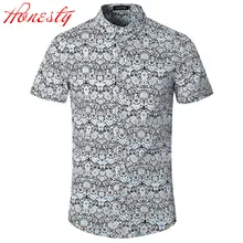 Мужские рубашки из хлопка, летние приталенные рубашки с коротким рукавом, большие размеры 5XL, Брендовые повседневные рубашки с цветочным принтом, F2074