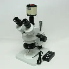 Zoom continuo Visual Binocular 7X-45X Trinocular Estéreo Microscopio + HD Cámara 2.0MP 3 in1 Digital Microscopio Industrial