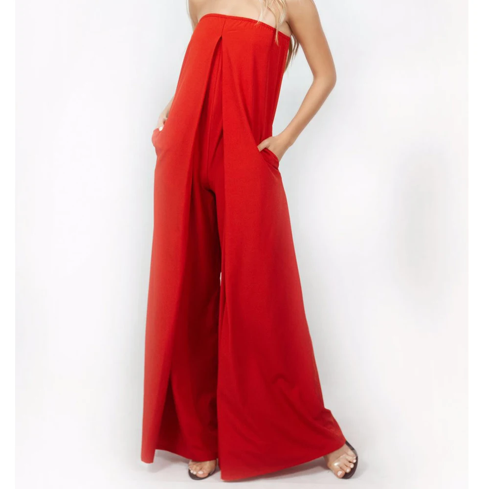 Tosheiny 2019 kobiety nowy lato Sexy Slash Neck Off Shoulder Backless pajacyki elegancki jednolity kolor kombinezon TH0072 -