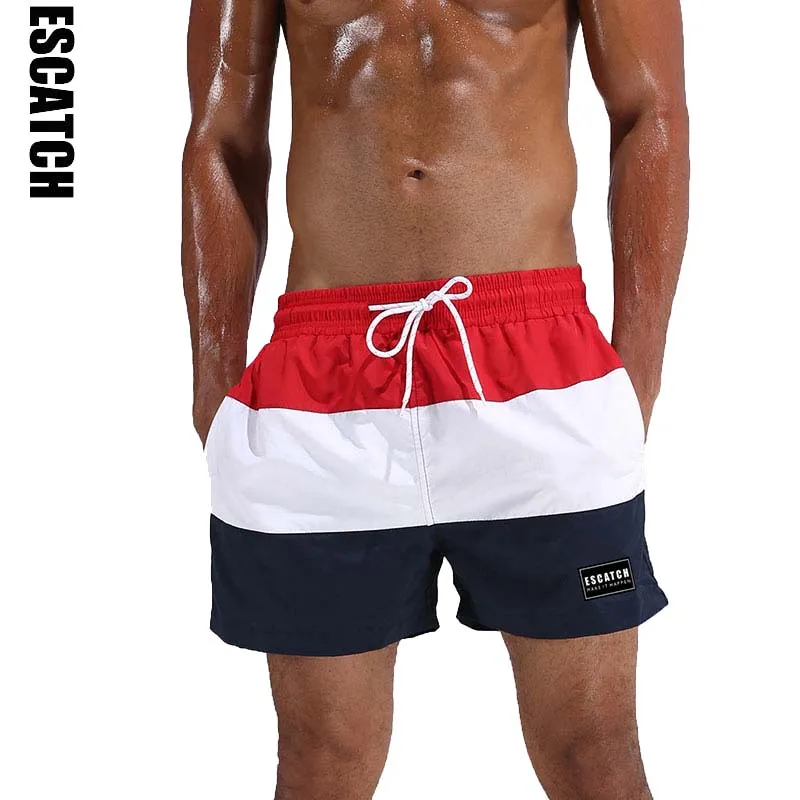 Бренд Escatch, купальный костюм, мужские плавки, быстросохнущие пляжные шорты для серфинга, спортивные мужские пляжные шорты, мужские шорты для занятий спортом, бермуды, купальник - Цвет: Красный