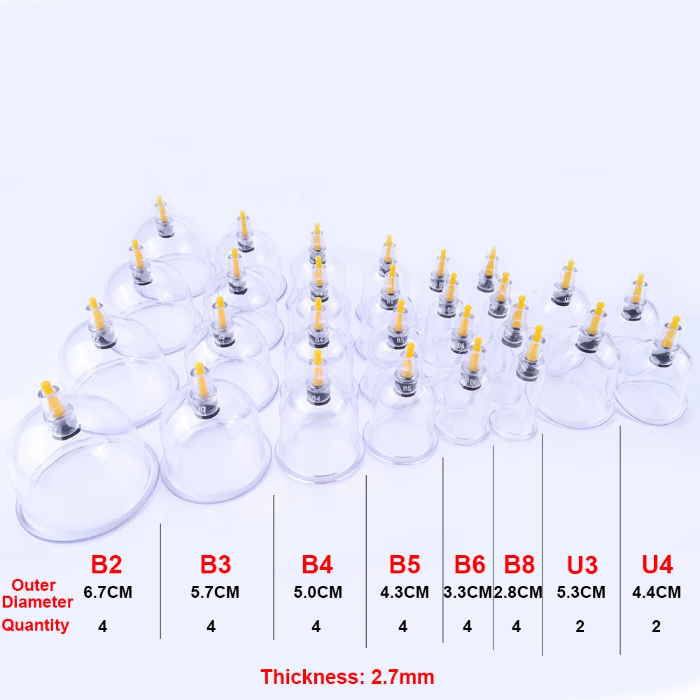 Massager 28 Pcs Massage Cans Cups Chinese Vacuum Cupping Kit Pull Out A Vacuum Apparatus Therapy Relax Massagers Curve Suction Pumps Massage cupping (10)