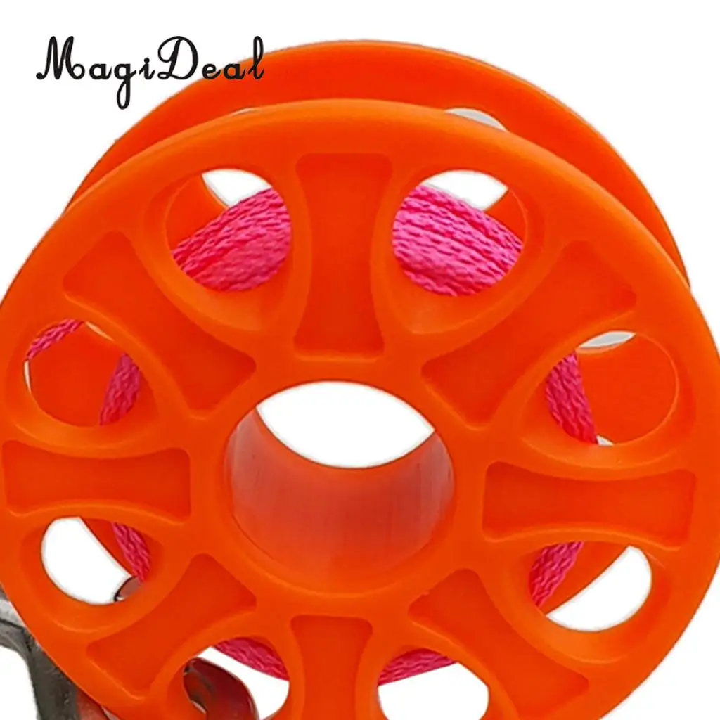 MagiDeal 18m / 30m Plastic Dive Reel Spool with Safety Bolt Snap Clip for Wreck Cave Technical Scuba Diving Snorkeling - 5 Color