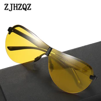

ZJHZQZ Classic Pilot Men Polarized Sunglasses Aluminum Magnesium Frame Rimless Drive Sun Glasses For Men's Brand Mirror Glasses
