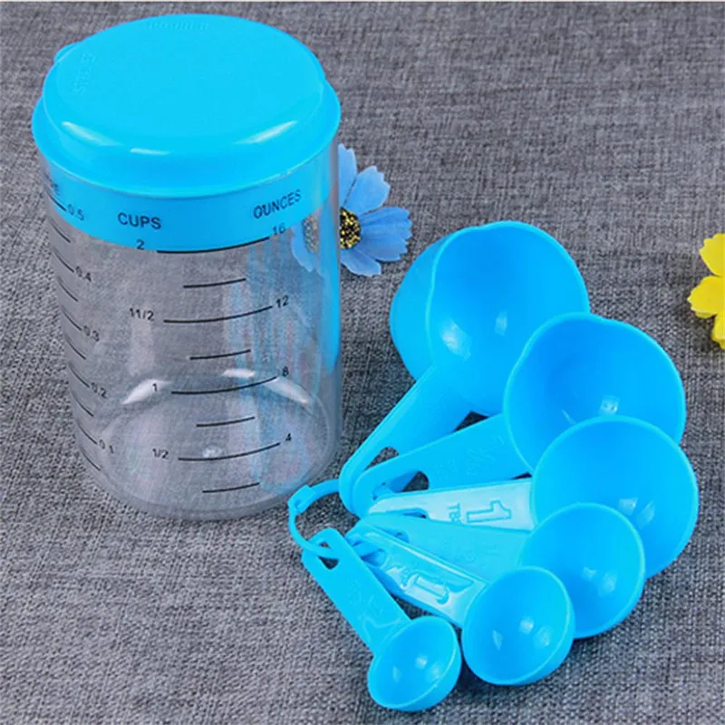 

7 Pcs/Set Plastic Measuring Cups and Spoons Kitchen Baking Coffee Milk Powder Sets Graduated Spoons Kitchen Measuring Tools