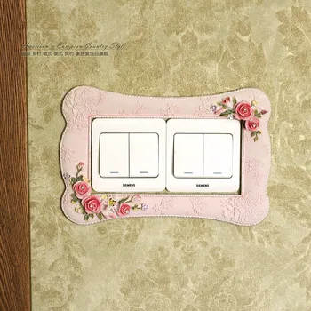 

Free shipping Double open resin switch stickers fashion switch cover decoration socket set wall rustic multicolour lace