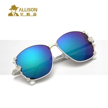 allison A2224 Border embellishment flower fashion sunglasses women Large frame color lens retro sun glasses With original box Ga