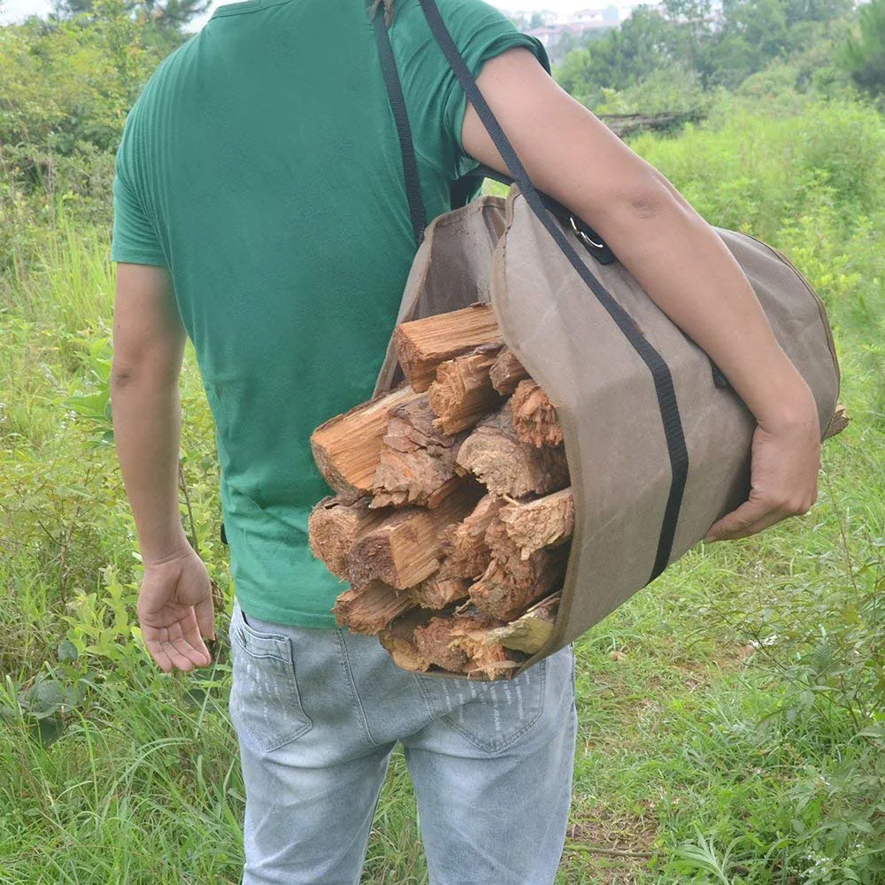 

Carrier Bag Firewood Carrying Bag Canvas Logs Carrier Fire Wood Holders Firewood Storage Package Outdoor Home Kitchen Tools 1pc