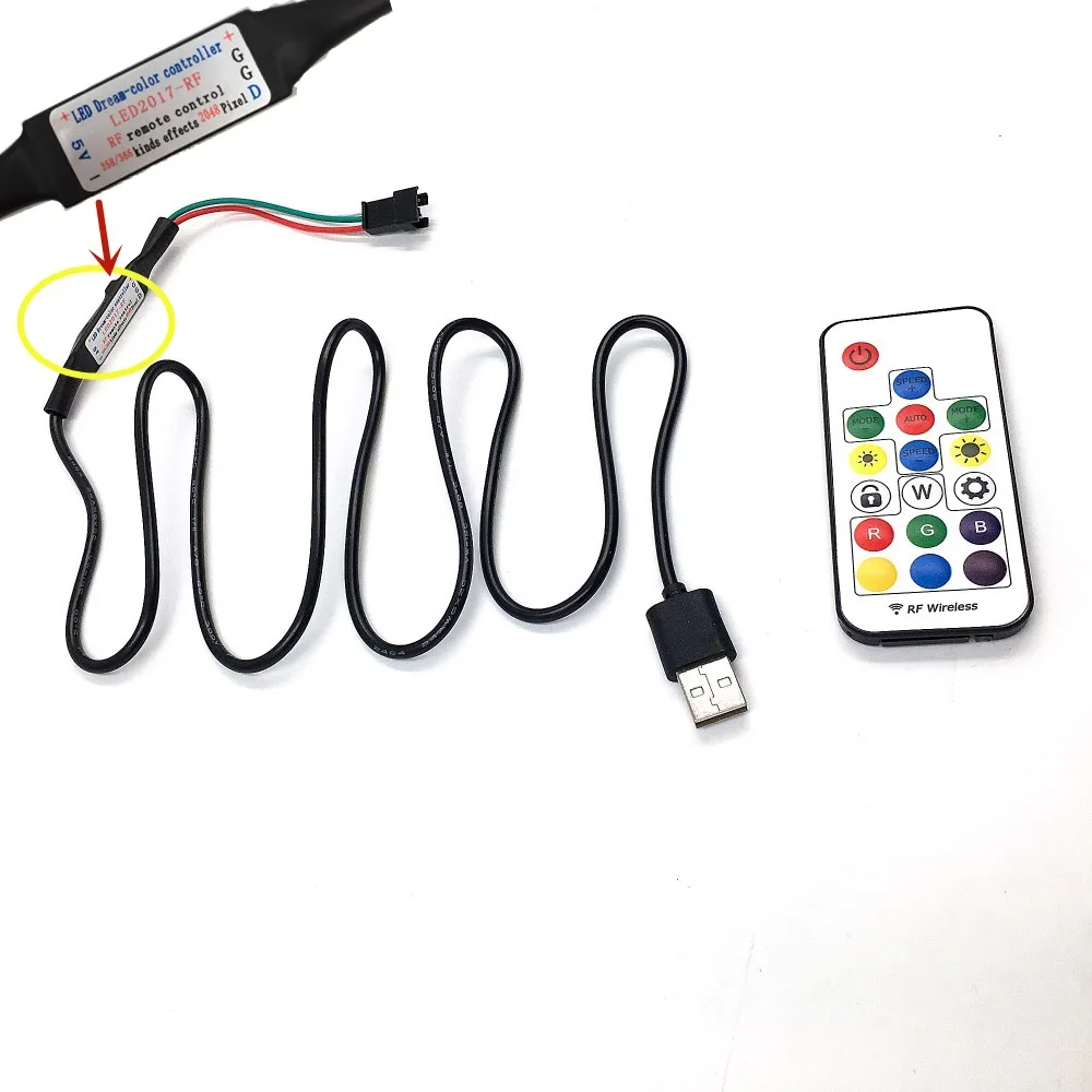 17Key USB кабель 5V 3 Pin WS2811 RGB цифровой светодиодный пиксельные полосы с кнопочным контроллером светодиодный цветной разъем