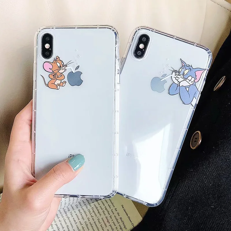 

Funny Cartoon Phone Case for iPhone X XS Max XR Cute Cat Tom Cover for iphone 8 7 6 6S Plus Soft Silicone Clear Transparent Case