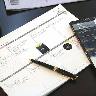 Korea Stationery Office Desk Week Plan. Can tear working memo. A4 large schedule this. Notepad time schedule memo pads 60sheets