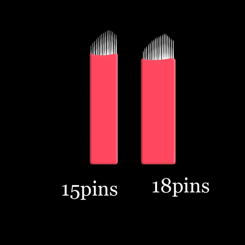 50 шт. 18Pin постоянный Макияж руководство брови Иглы для татуажа лезвия для 3D Вышивка microblading татуировки ручки туман для бровей"