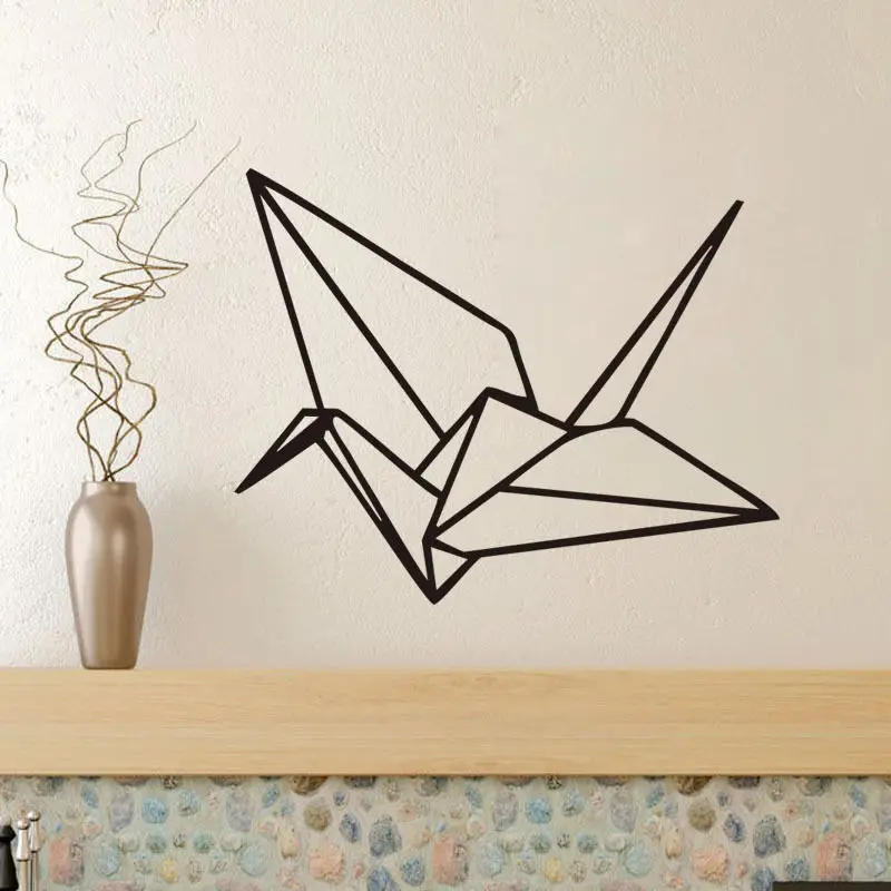 Geometric Paper Crane Wall Sticker Decoration Room Stylish Decor Art Mural LC 