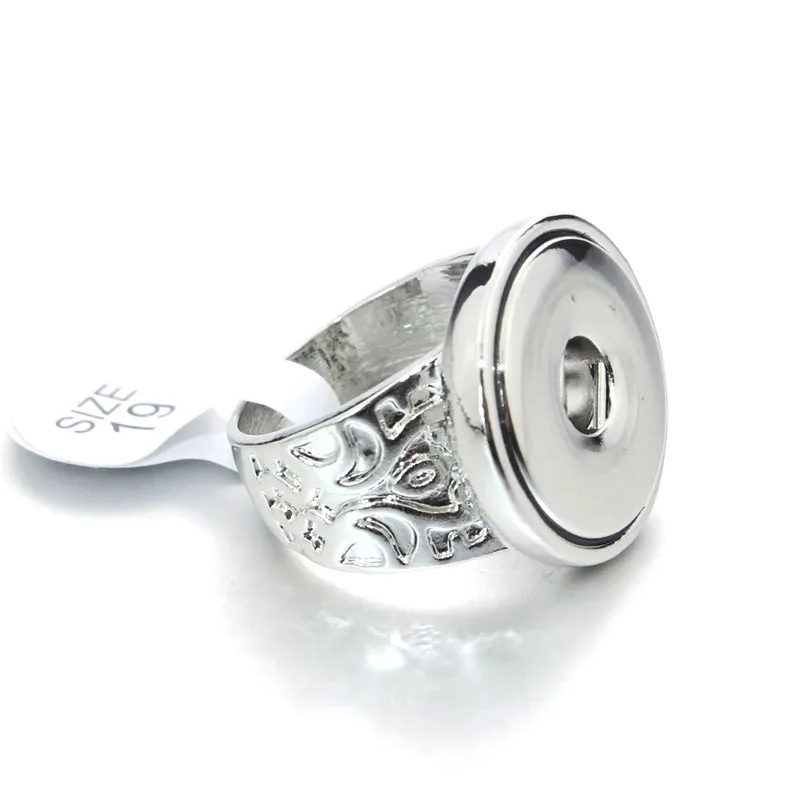 Adjustable Snap Button Rings Elastic Design 18MM Glass Snap Button Ring Jewelry For Women 8449