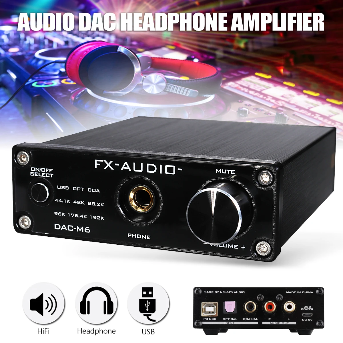 

Mini USB HiFi Audio Decoder Headphone Amplifier 6.5mm Interface HIFI tube amplifier USB FX-AUDIO Audio Decoder