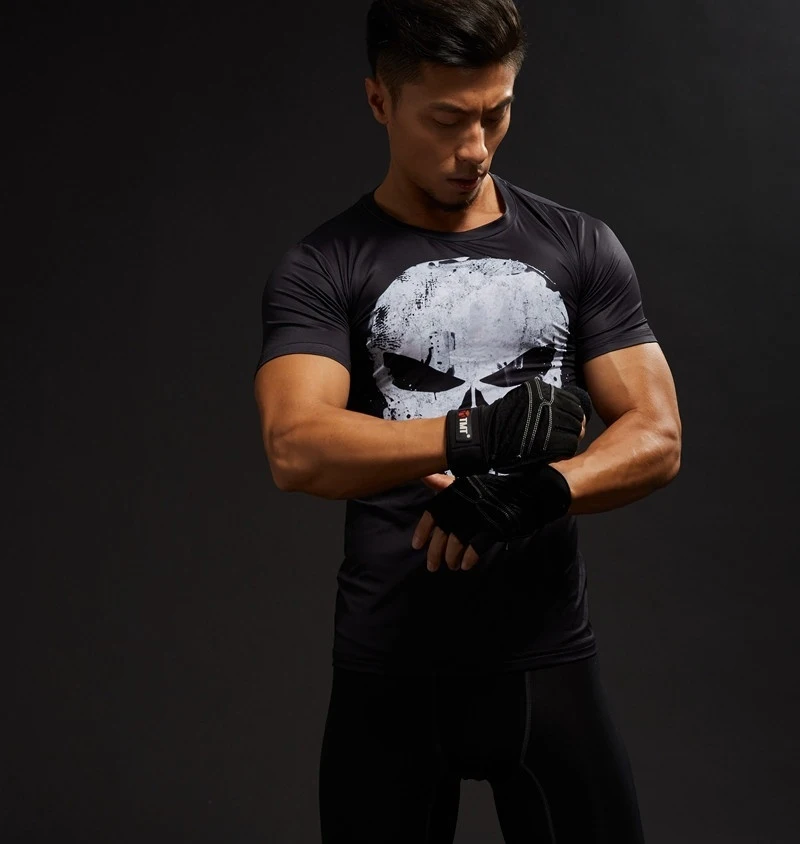 Superhero rashgard camisa do esporte dos homens
