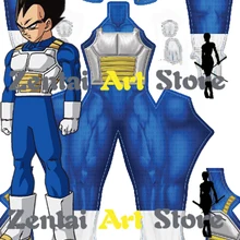 Dragon Ball Z Vegeta Супер Саян косплей костюм 3D принт синий Saiyan с жилетом и перчатками с принтом V3 Хэллоуин зентай боди