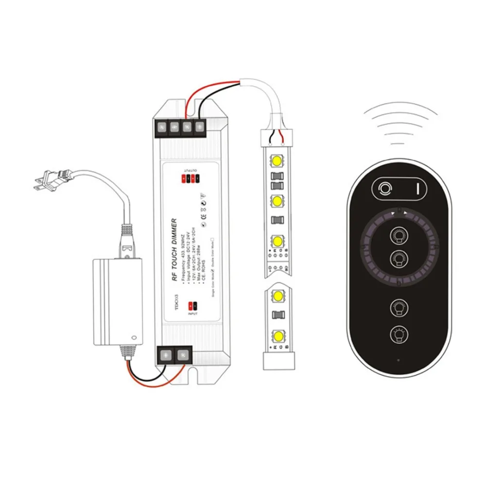 

DC 12V 24V LED Controller single color light control 2 Channels Max 288W 6A remote control light LED RF controller for bulb IL