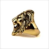 316L Stainless Steel Lion Face Gold Plated  Rings Hipsters Men Women Hip Hop Bijoux Street Dancing Nightclub Punk Finger Jewelry 4