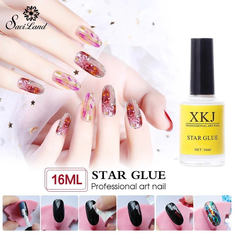 

Saviland New 16ml Star Nail Glue White Foil Adhesive Transfer Decoration Nails Tips Adhesives DIY Image Nail Tool