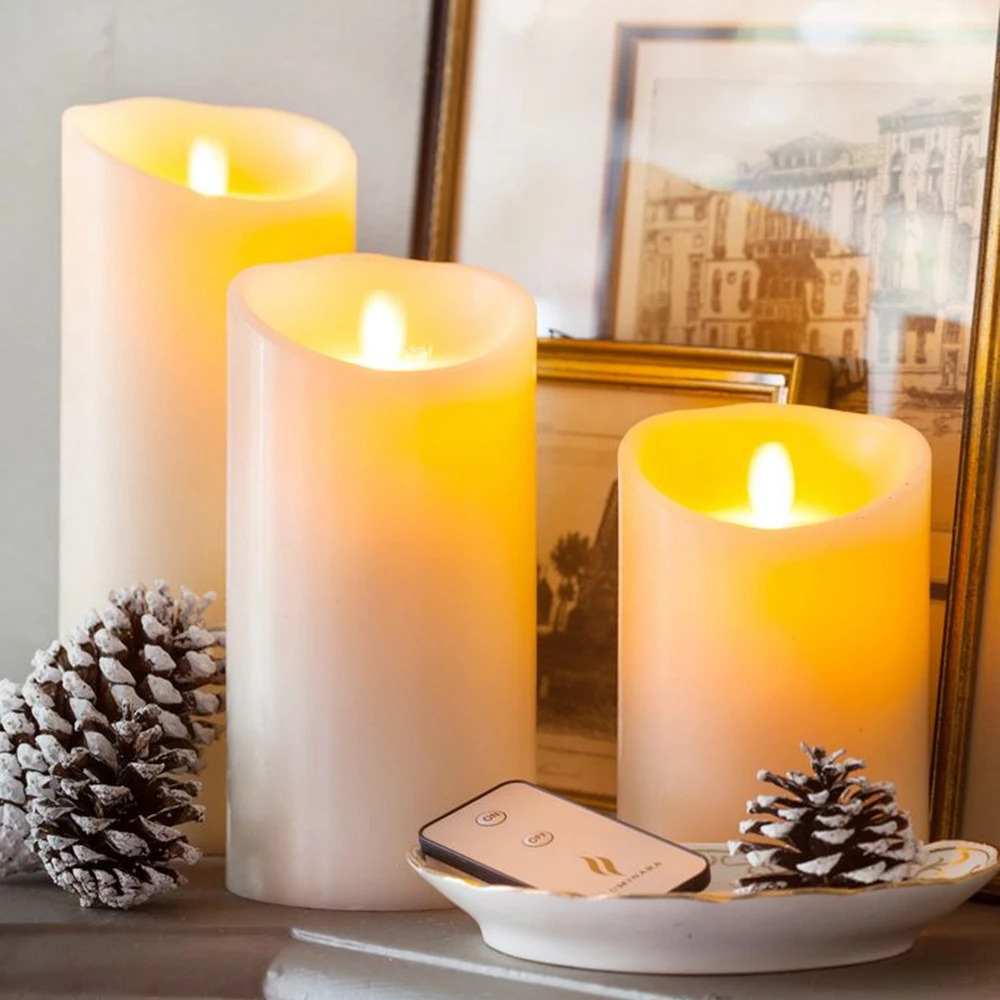 Ksperway Flameless Luminara Moving Wick LED Mini Candles with Timer and Remote 3+4+5 inch 3pcs/set Ivory Ksperway Flameless Luminara Moving Wick LED Mini Candles with Timer and Remote 3+4+5 inch 3pcs/set Ivory