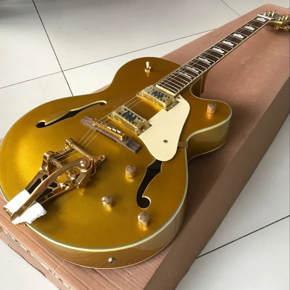 

Custom shop F hollow body jazz Electric Guitar 6 Strings ,gold top guitarra.support customization gitaar