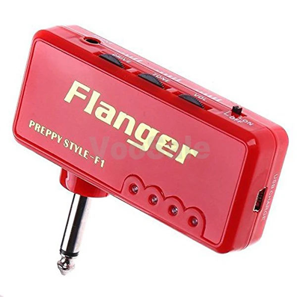 Flanger F1 мини гитарный эффект наушники выход Металл искажения портативный усилитель симулятор эффект зарядный кабель аксессуары для гитары - Цвет: Red