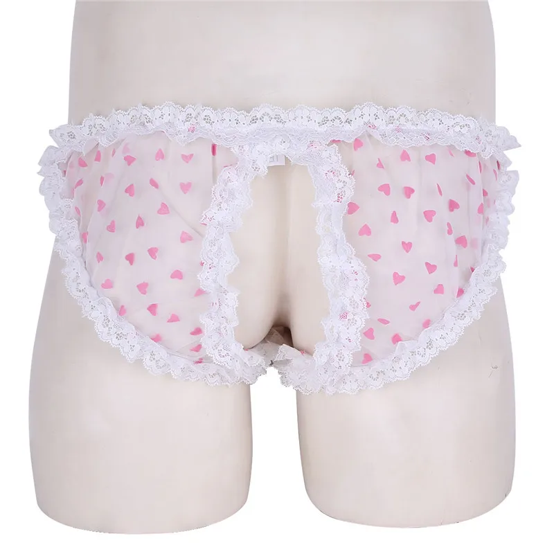 YiZYiF Mens Lace Thongs Leather Lace Openwork Bikini Sissy Pouch Underwear Lingerie Shorts