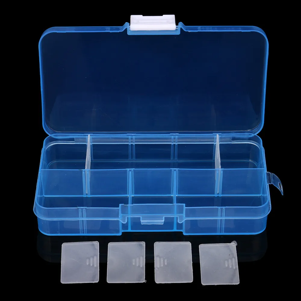 

NEW 10 Grid Plastic Necklace Storage Box Plastic Adjustable Jewelry Storage Box Case Craft Organizer Bead