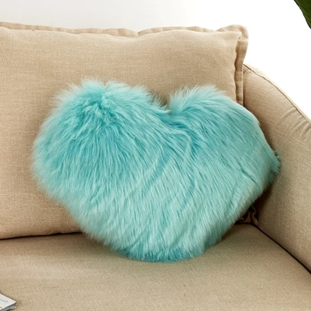 Fluffy Soft Plush Throw Pillow Covers Sofa Car Decor Shaggy Cushion Cover Heart Shaped Faux Wool Fur Decorative Pillows Case - Цвет: Cushion cover10