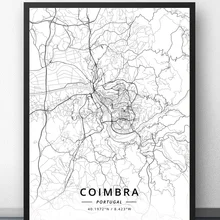 Cartel de mapa de Coimbra Lisbon oto Portugal