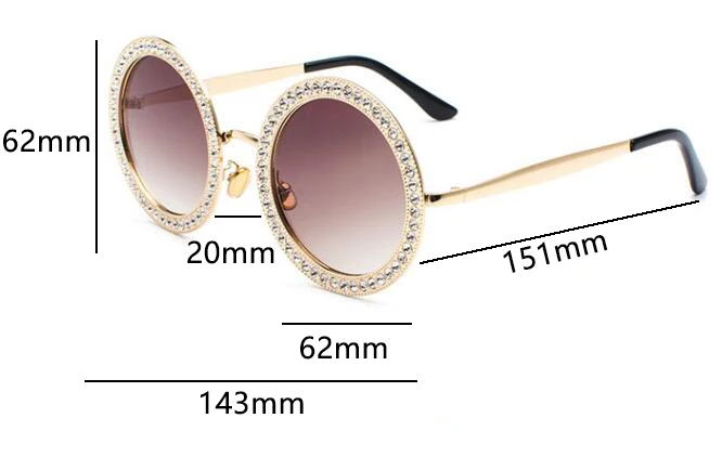 Стразы круглые солнцезащитные очки для женщин модные женские туфли Элитный бренд белого цвета с украшением в виде кристаллов солнцезащитные очки Для мужчин итальянские брендовые солнцезащитные очки в стиле ретро большой тени