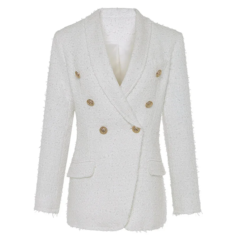 Blanc Décontracté Croisé Outwear Automne down De Turn Manteau Femelle Laine Double Femmes Veste Coton Col White 2019 Blazer Hiver FW7a04SrF