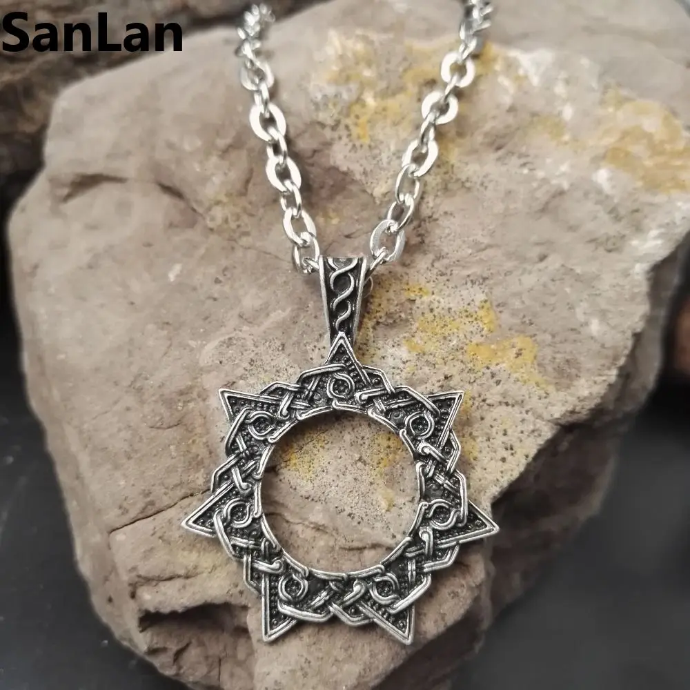 

1pcs men fashion jewelry hot sale necklace Heptagram Magical 7 Pointed Star Faery Elfin Pendant with 50cm metal chain SanLan