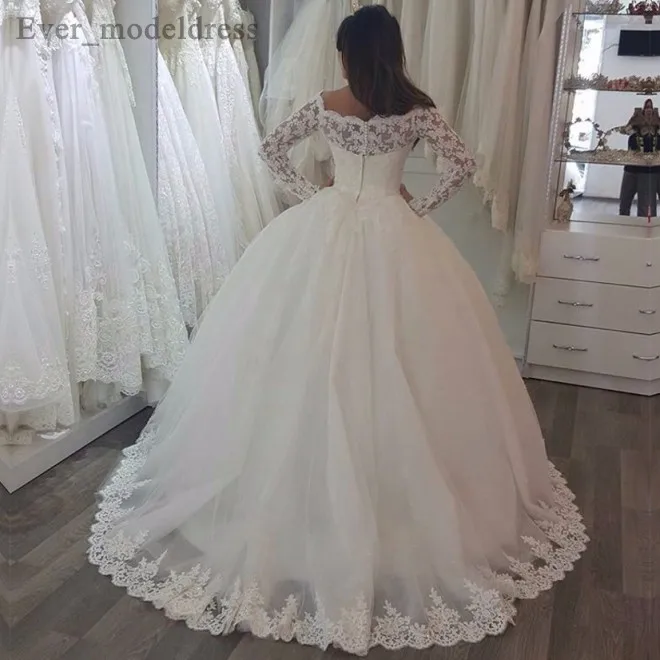 Vestidos De Noiva кружевные свадебные платья бальное платье принцессы длинный рукав средней длины платье с аппликацией De Mariage плюс размер